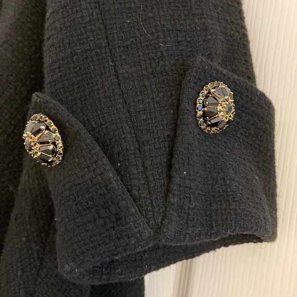 Vintage woman’s swing coat wool blend  brass/black glass stones made in USA - Picture 6 of 14